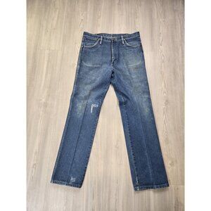 VTG Wrangler Slim Fit Jeans 36x33 Blue Denim Made in USA Cowboy (Fits 34x32)